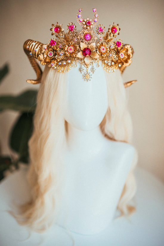 Aries Crown Zodiac Signs Celestial Headband Festival Fashion Gold Horns Headpiece Gold Tiara Birthday Party Headband Burning Man Halloween