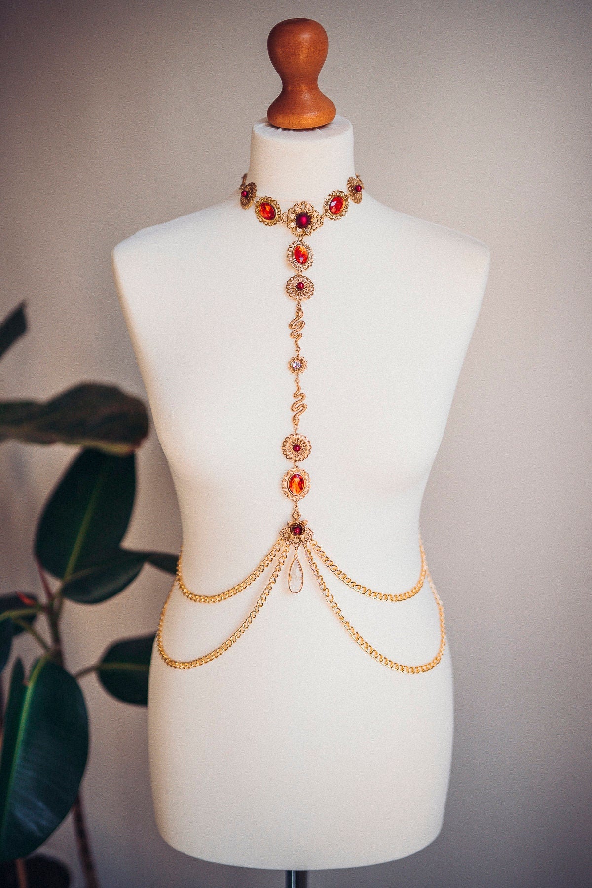 Gold Harness, Festival Harness, Festival Fashion, Burning Man Fashion, Photo props, Capricorn Zodiac, Red Harness, Burning Man, Boho style