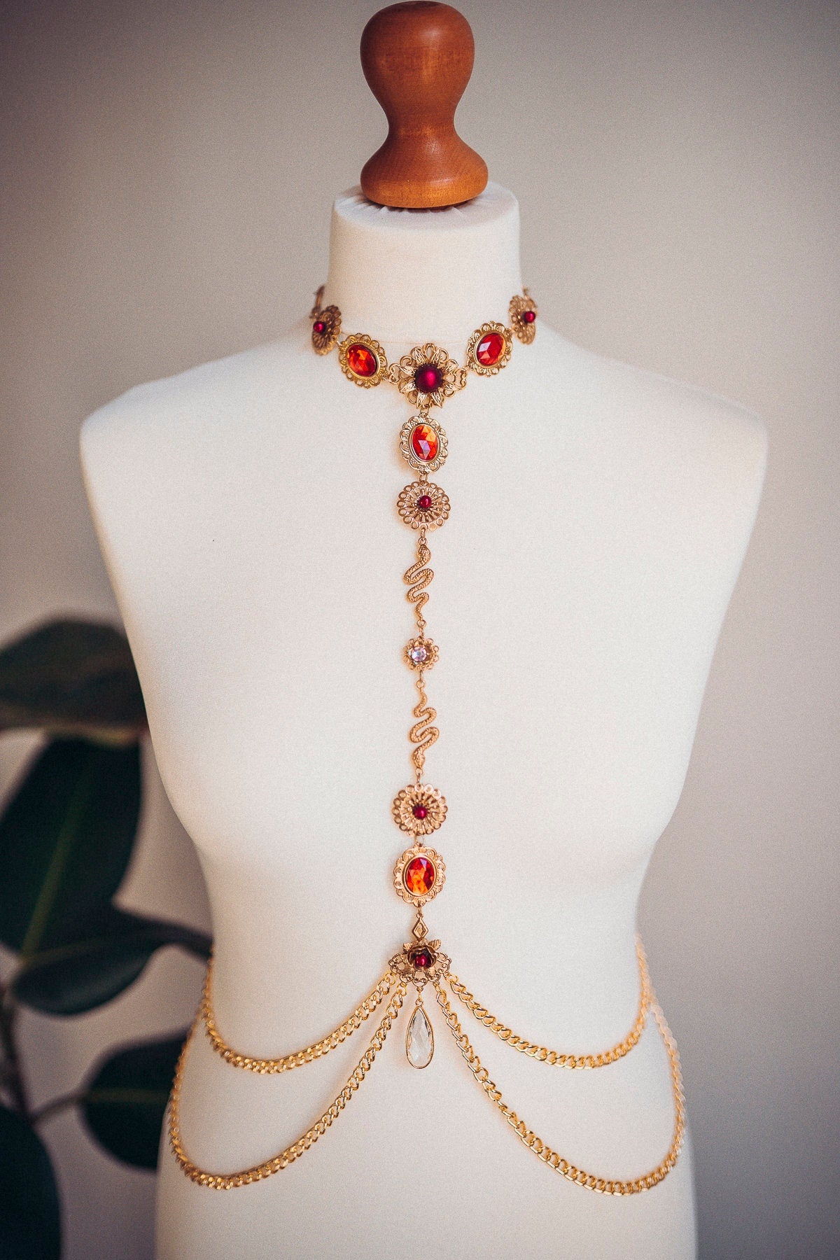 Gold Harness, Festival Harness, Festival Fashion, Burning Man Fashion, Photo props, Capricorn Zodiac, Red Harness, Burning Man, Boho style