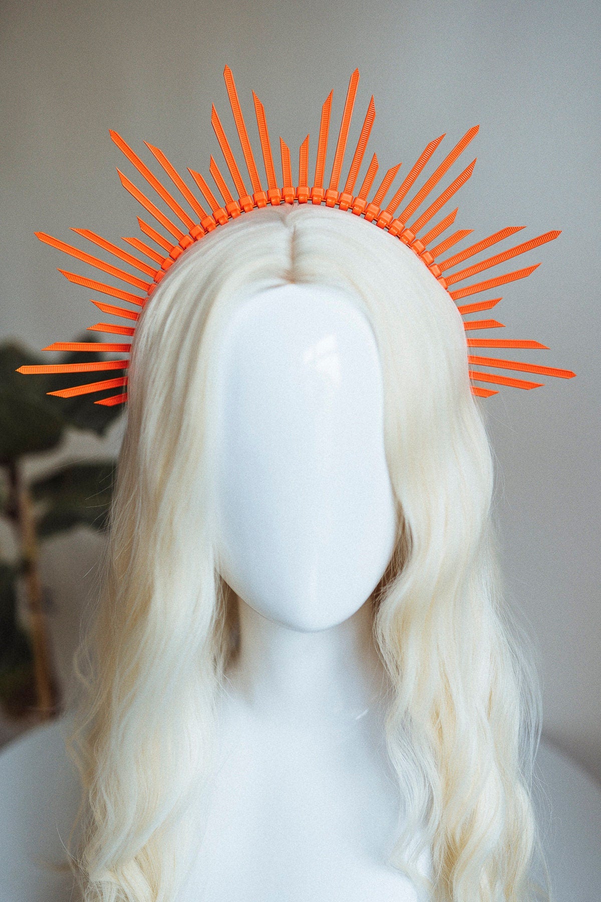 Orange Halo Crown, Halo Headpiece, Festival crown, Burning man, Zip ties crown, Halo crown, Halo Headband, Festival Fashion, Rave outfit