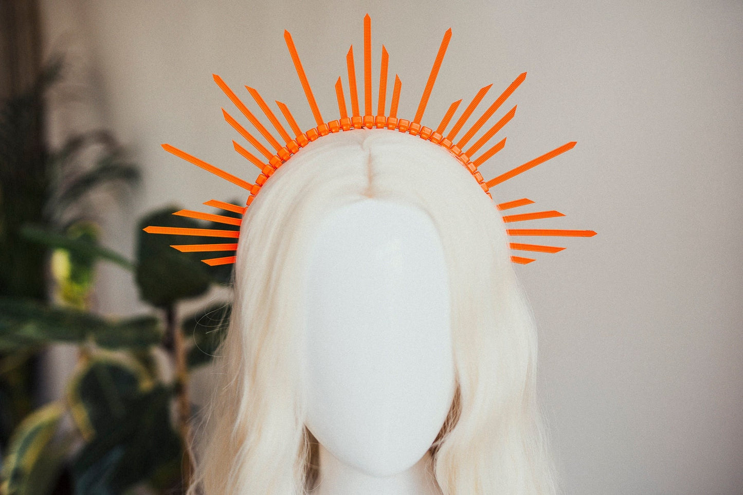 Orange Halo Crown Halo Headpiece Festival crown Burning man Zip ties crown Halo crown Headband Festival Fashion Rave outfit