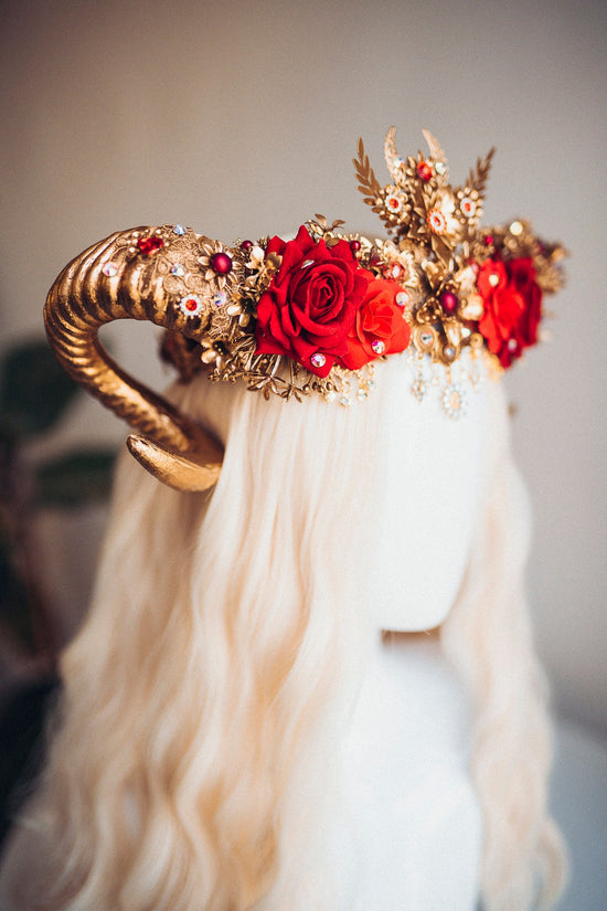 Aries Crown Zodiac Signs Celestial Headband Festival Fashion Gold Horns Headpiece Gold Tiara Birthday Party Headband Burning Man Halloween