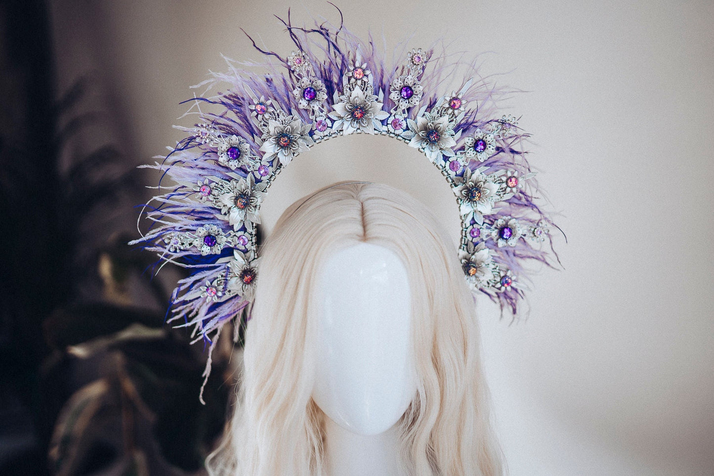 Lavender Halo Crown Halo Headpiece Festival crown Festival headpiece Silver Halo Wedding Crown Halo Boho Wedding Halo Headband