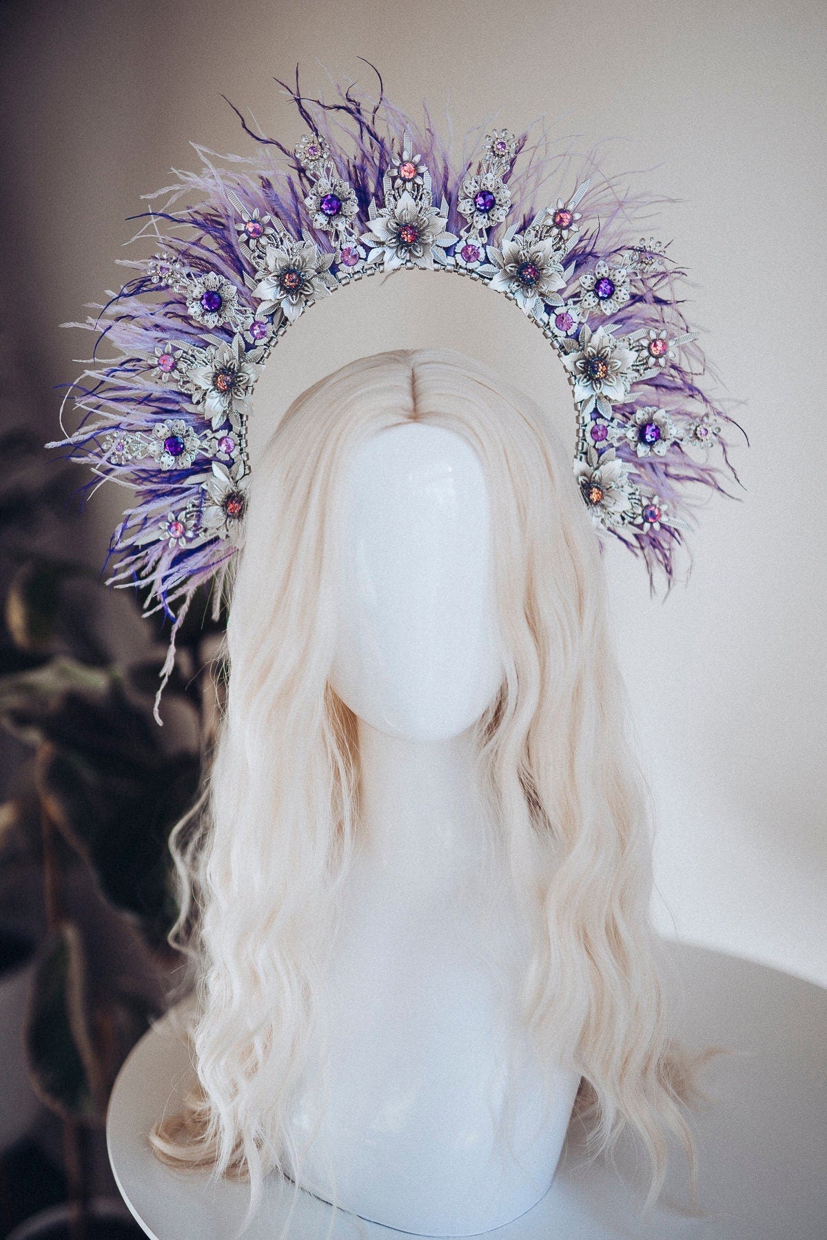 Lavender Halo Crown Halo Headpiece Festival crown Festival headpiece Silver Halo Wedding Crown Halo Boho Wedding Halo Headband