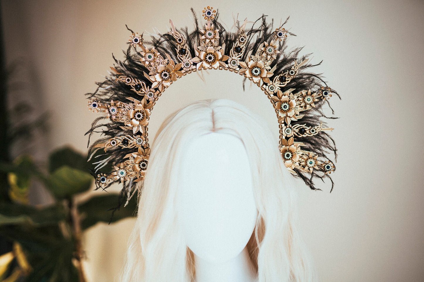 Black Halo Crown Headpiece Festival crown Festival headpiece Burning man Wedding Crown Halo crown Boho Wedding Halo Headband