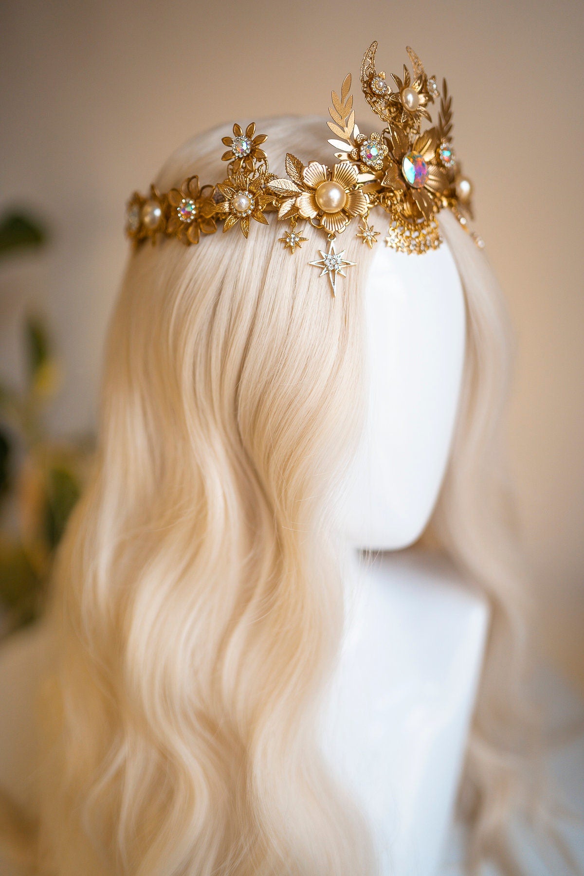 Elf crown, Moon Child Crown, Celestial, Gold Tiara, Butterfly Headpiece, Fairy Crown, Halo, Festival Tiara, Wedding Crown, Boho bride