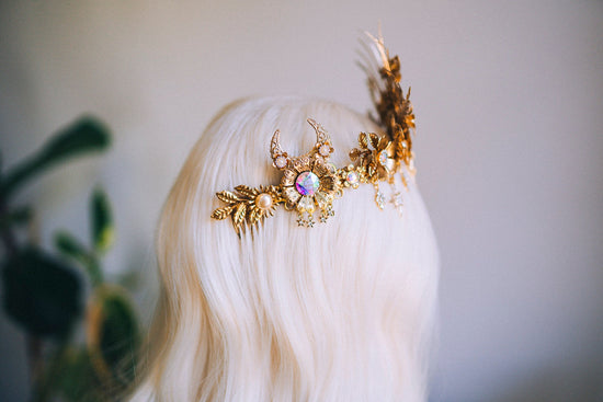 Elf crown Sun Crown Celestial Gold Tiara Sun Shine Headpiece Fairy Crown Halo Festival Tiara Wedding Crown Boho Festival Bride