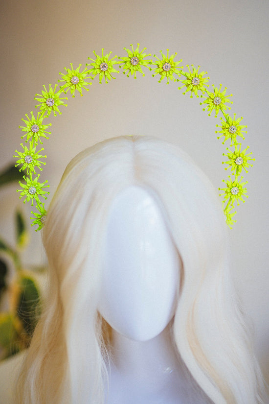 Neon Yellow Halo Crown, Halo Headpiece, Festival crown, Burning man, Headlight, Halo crown, Halo Headband, Festival Fashion, Rave outfit