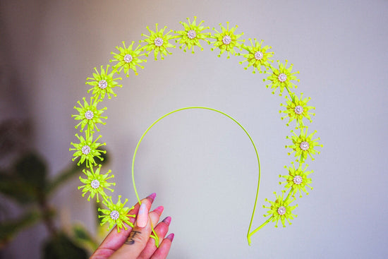 Neon Yellow Halo Crown, Halo Headpiece, Festival crown, Burning man, Headlight, Halo crown, Halo Headband, Festival Fashion, Rave outfit