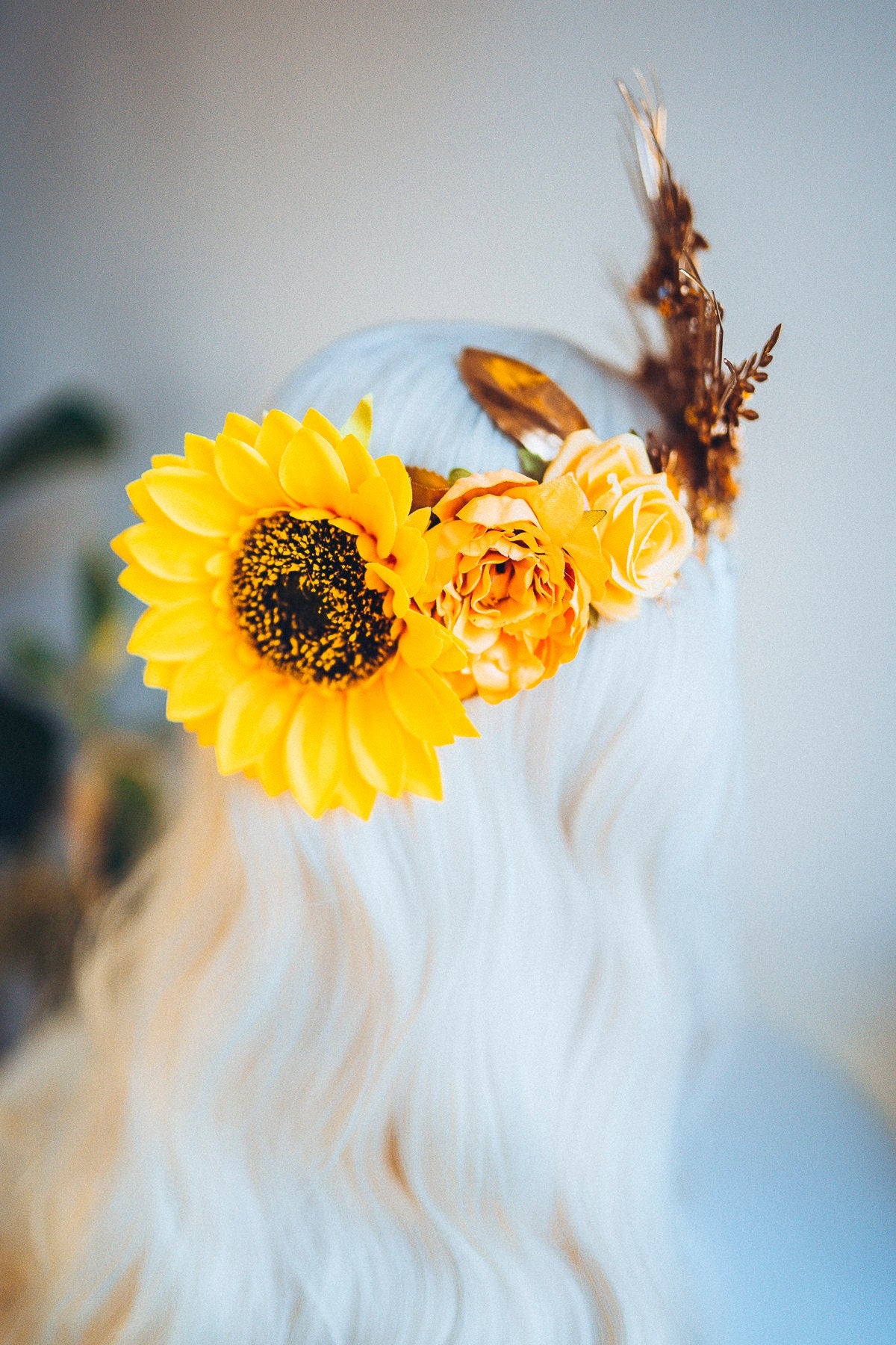 Sun Flower Crown, Flower Headband, Festival Headpiece, Festival Crown, Headband, Headpiece, Sun Crown, Tiara, Flower crown, Halo Headalights