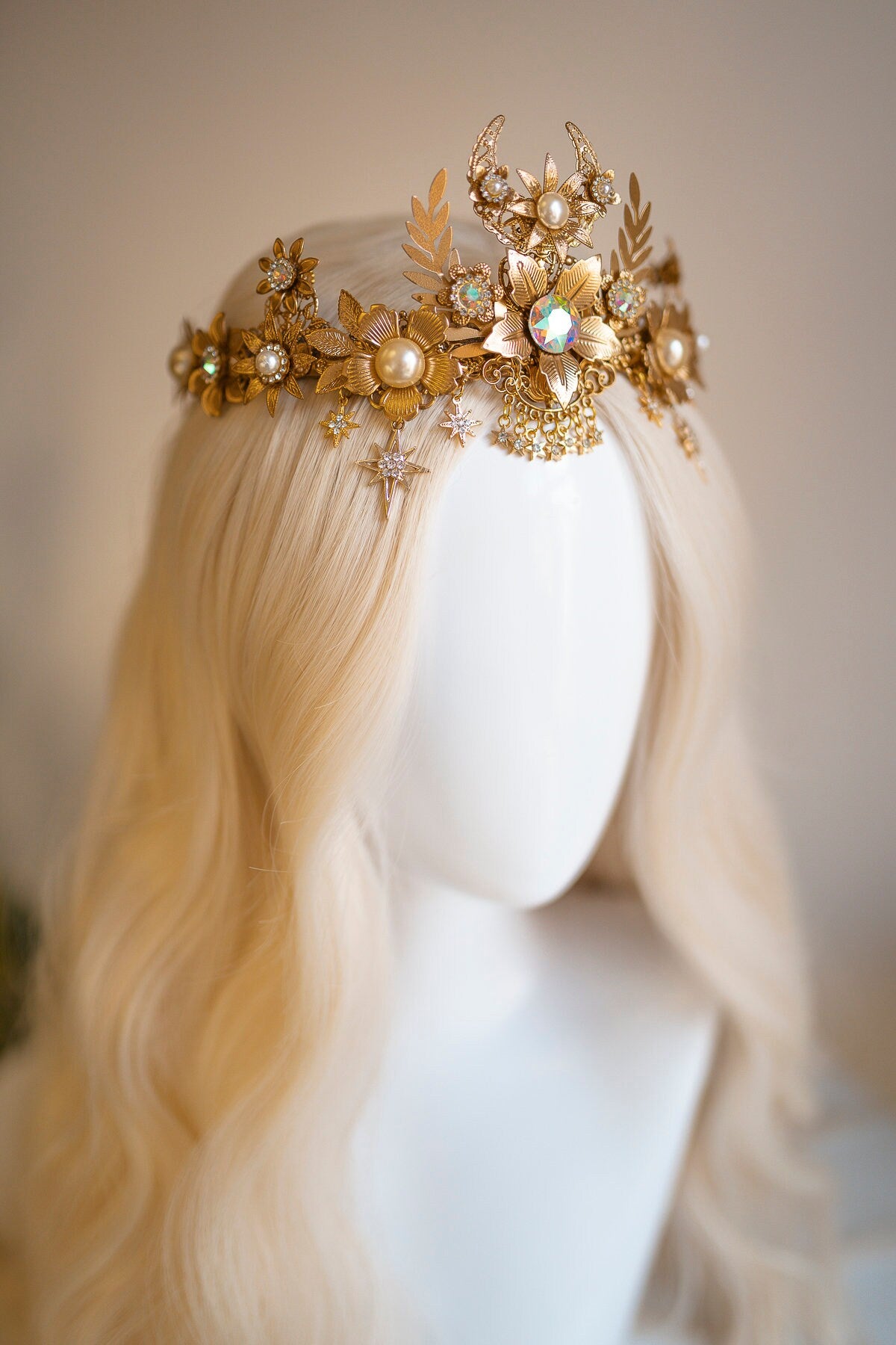 Elf crown, Moon Child Crown, Celestial, Gold Tiara, Butterfly Headpiece, Fairy Crown, Halo, Festival Tiara, Wedding Crown, Boho bride