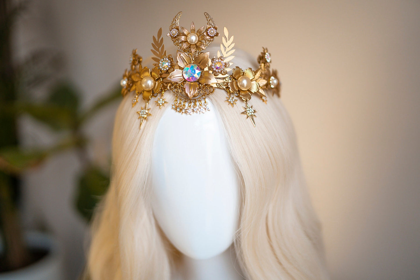 Elf crown, Moon Child Crown, Celestial, Gold Tiara, Butterfly Headpiece, Fairy Crown, Halo, Festival Tiara, Wedding Crown, Boho bride