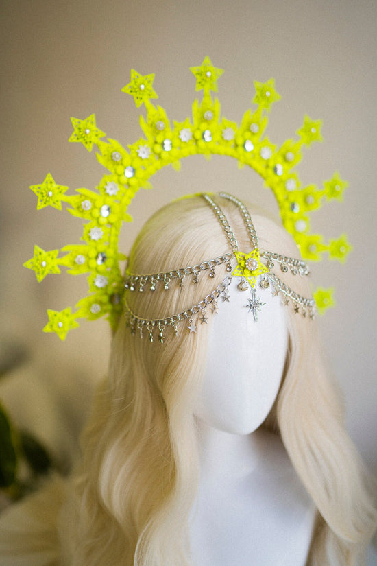 Neon Yellow Halo Crown, Halo Headpiece, Festival crown, Burning man, Zip ties crown, Halo crown, Halo Headband, Festival Fashion,Rave outfit