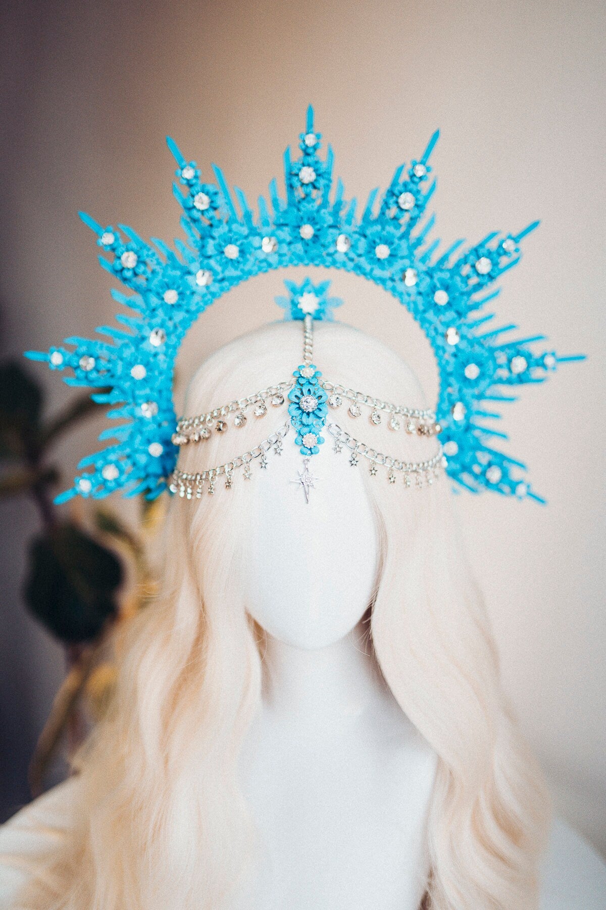 SALE Blue Halo Crown Halo Headpiece Festival crown Burning man Zip ties crown Halo crown Headband Festival Fashion Rave outfit