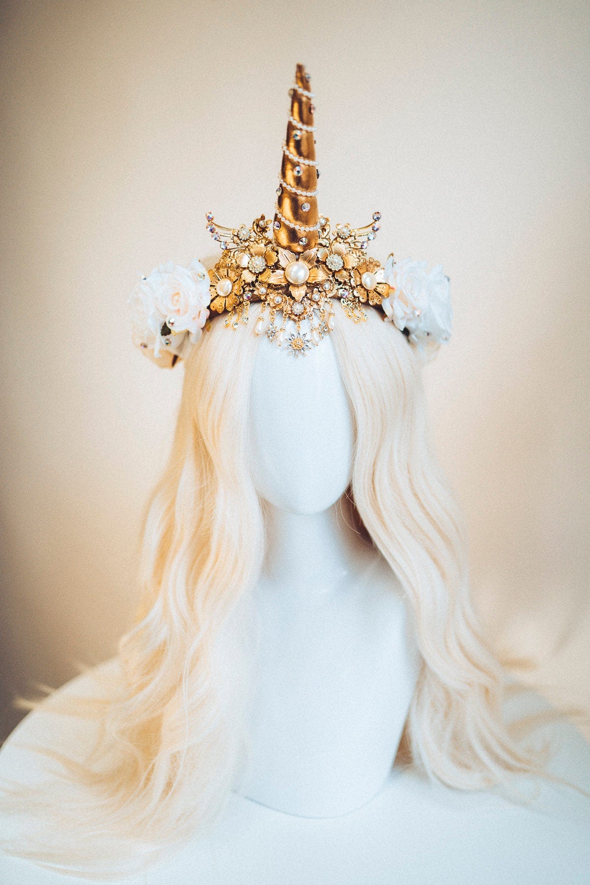 Unicorn Crown, Halloween Headband, Unicorn Costume, Birthday Headband, Headband, Headpiece, Tiara, Flower crown, Gold Tiara, Burning Man