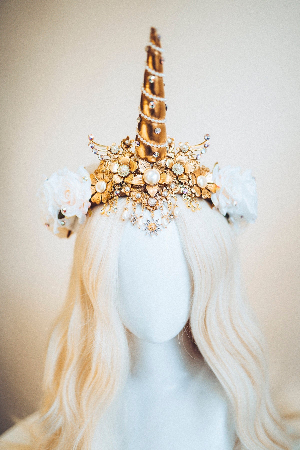 Unicorn Crown, Halloween Headband, Unicorn Costume, Birthday Headband, Headband, Headpiece, Tiara, Flower crown, Gold Tiara, Burning Man