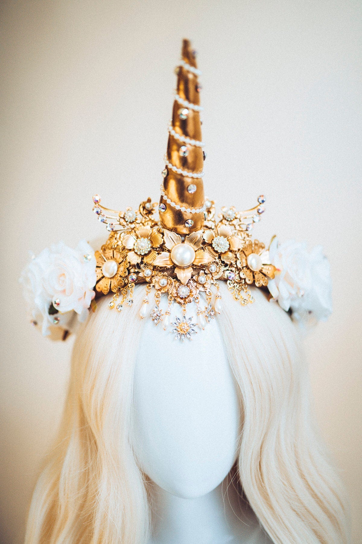 Unicorn Crown, Halloween Headband, Unicorn Costume, Birthday Headband, Headband, Headpiece, Tiara, Flower crown, Gold Tiara, Burning Man