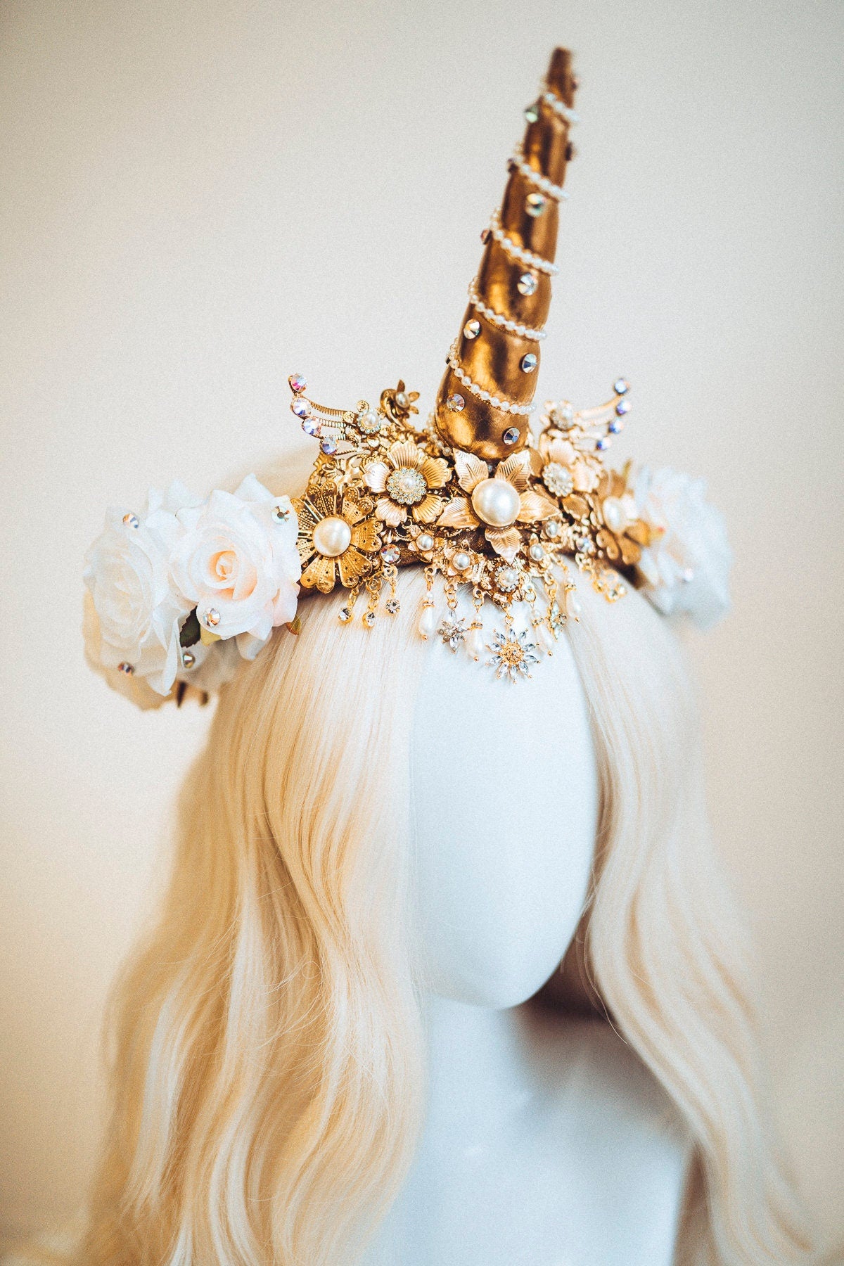 Unicorn Crown, Halloween Headband, Unicorn Costume, Birthday Headband, Headband, Headpiece, Tiara, Flower crown, Gold Tiara, Burning Man