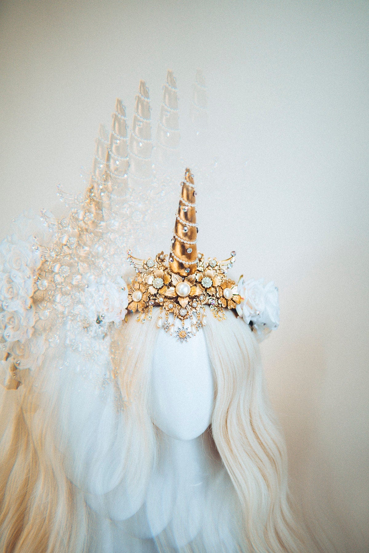 Unicorn Crown, Halloween Headband, Unicorn Costume, Birthday Headband, Headband, Headpiece, Tiara, Flower crown, Gold Tiara, Burning Man