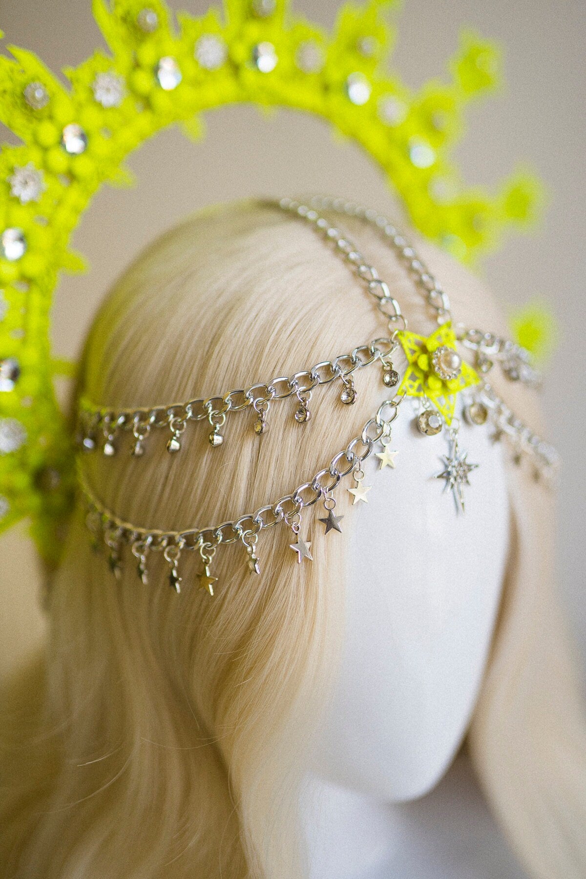 Neon Yellow Halo Crown, Halo Headpiece, Festival crown, Burning man, Zip ties crown, Halo crown, Halo Headband, Festival Fashion,Rave outfit