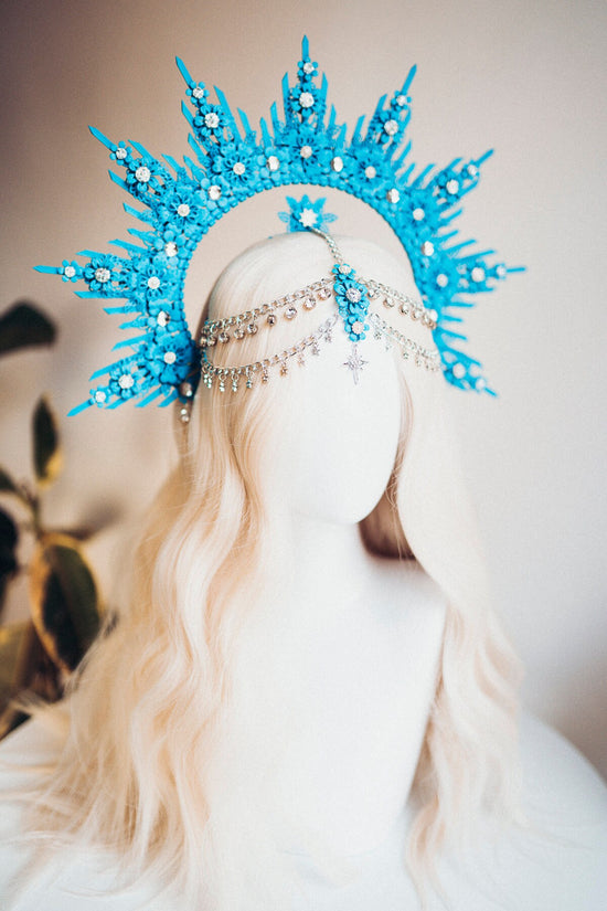 SALE Blue Halo Crown Halo Headpiece Festival crown Burning man Zip ties crown Halo crown Headband Festival Fashion Rave outfit