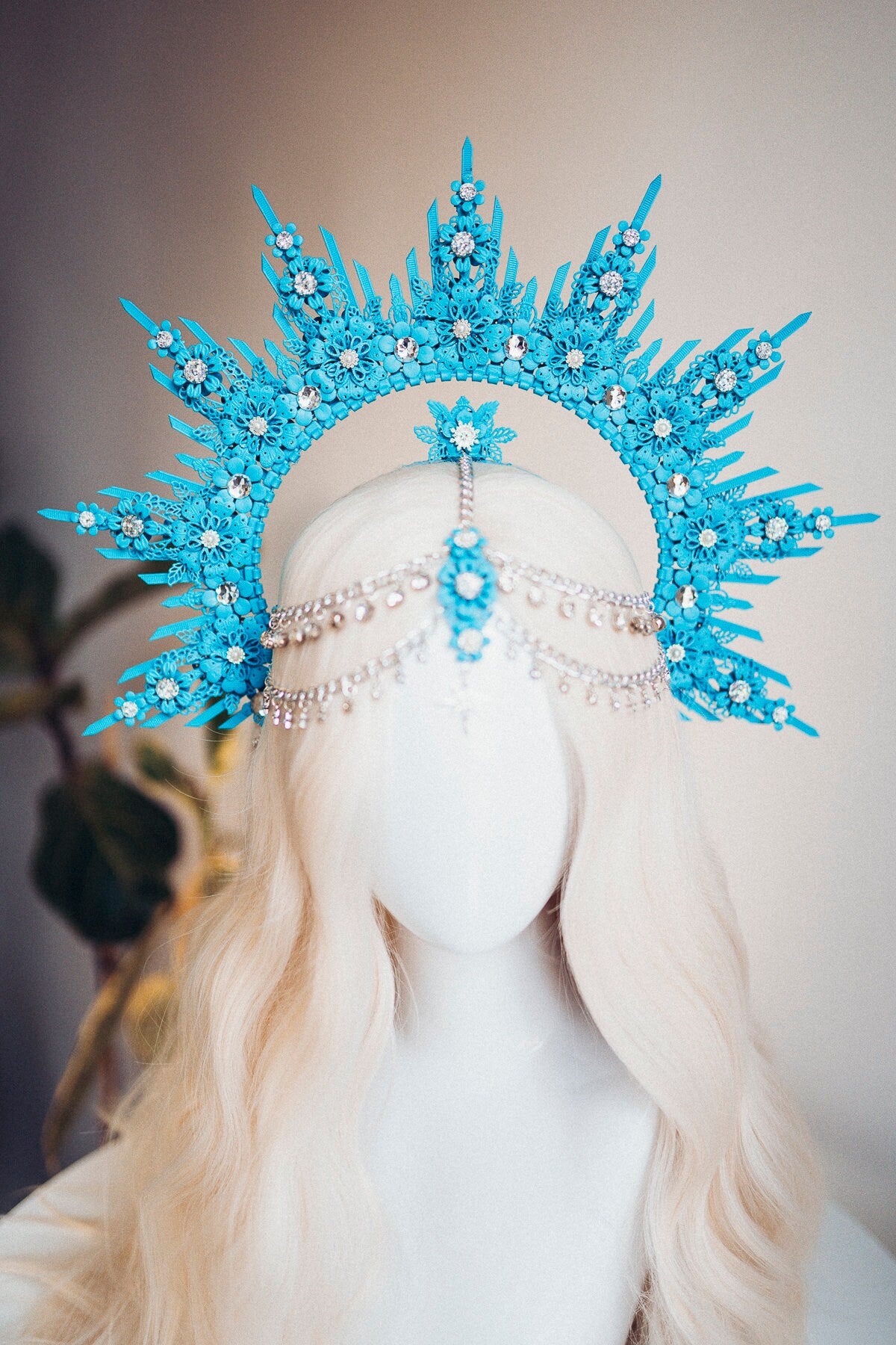 SALE Blue Halo Crown Halo Headpiece Festival crown Burning man Zip ties crown Halo crown Headband Festival Fashion Rave outfit