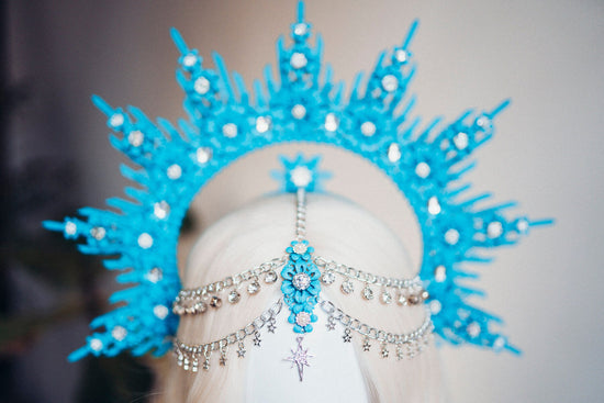 SALE Blue Halo Crown Halo Headpiece Festival crown Burning man Zip ties crown Halo crown Headband Festival Fashion Rave outfit