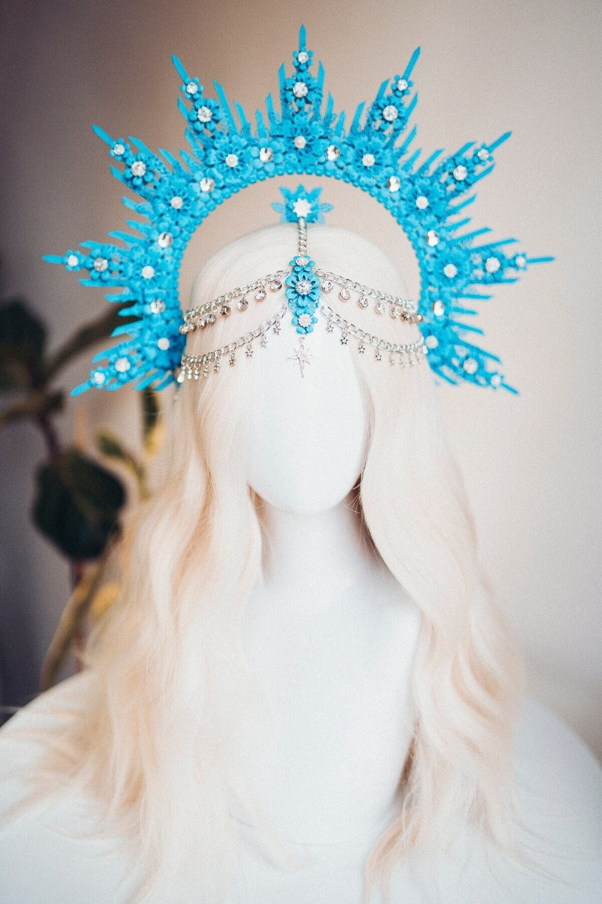 SALE Blue Halo Crown Halo Headpiece Festival crown Burning man Zip ties crown Halo crown Headband Festival Fashion Rave outfit