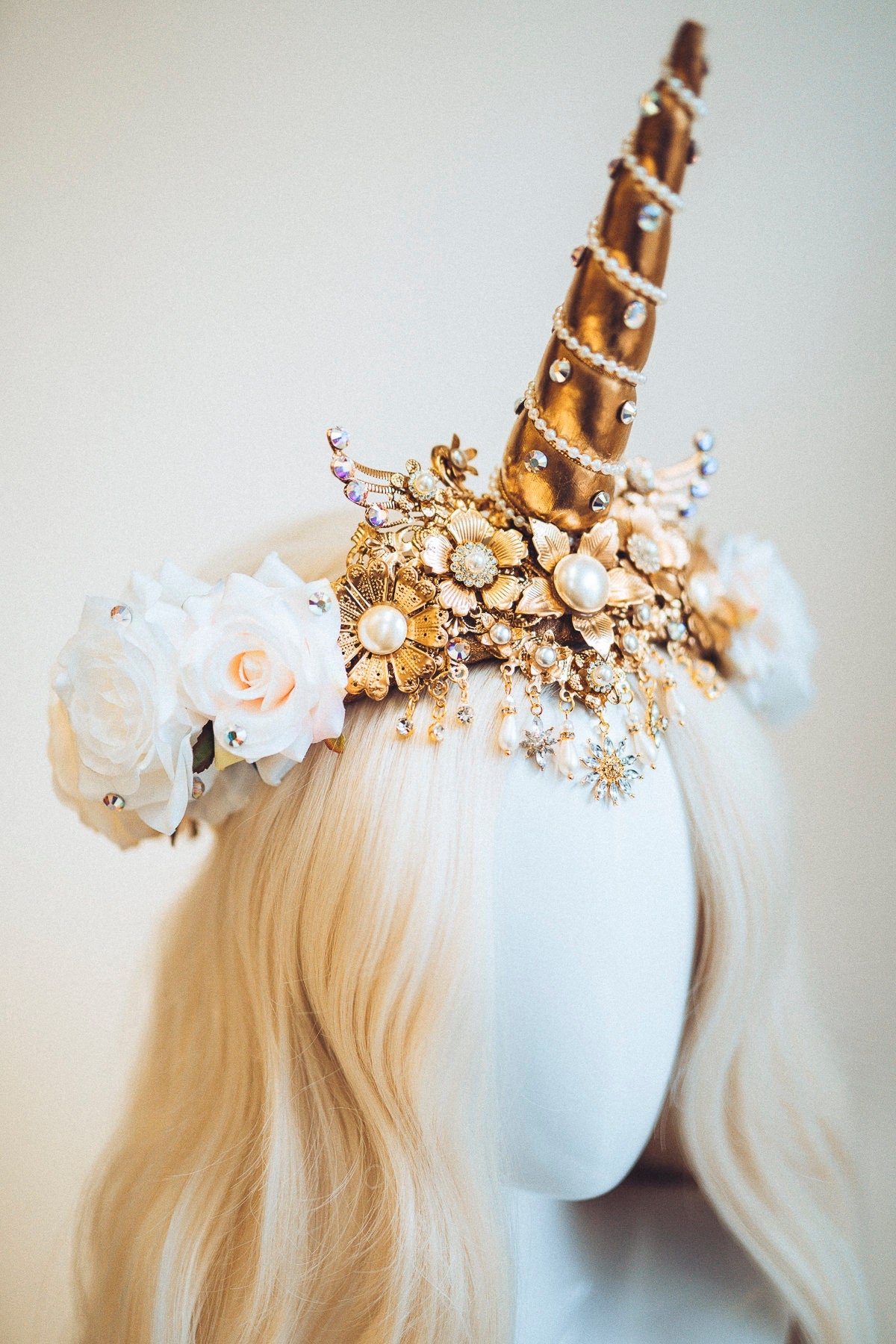 Unicorn Crown, Halloween Headband, Unicorn Costume, Birthday Headband, Headband, Headpiece, Tiara, Flower crown, Gold Tiara, Burning Man