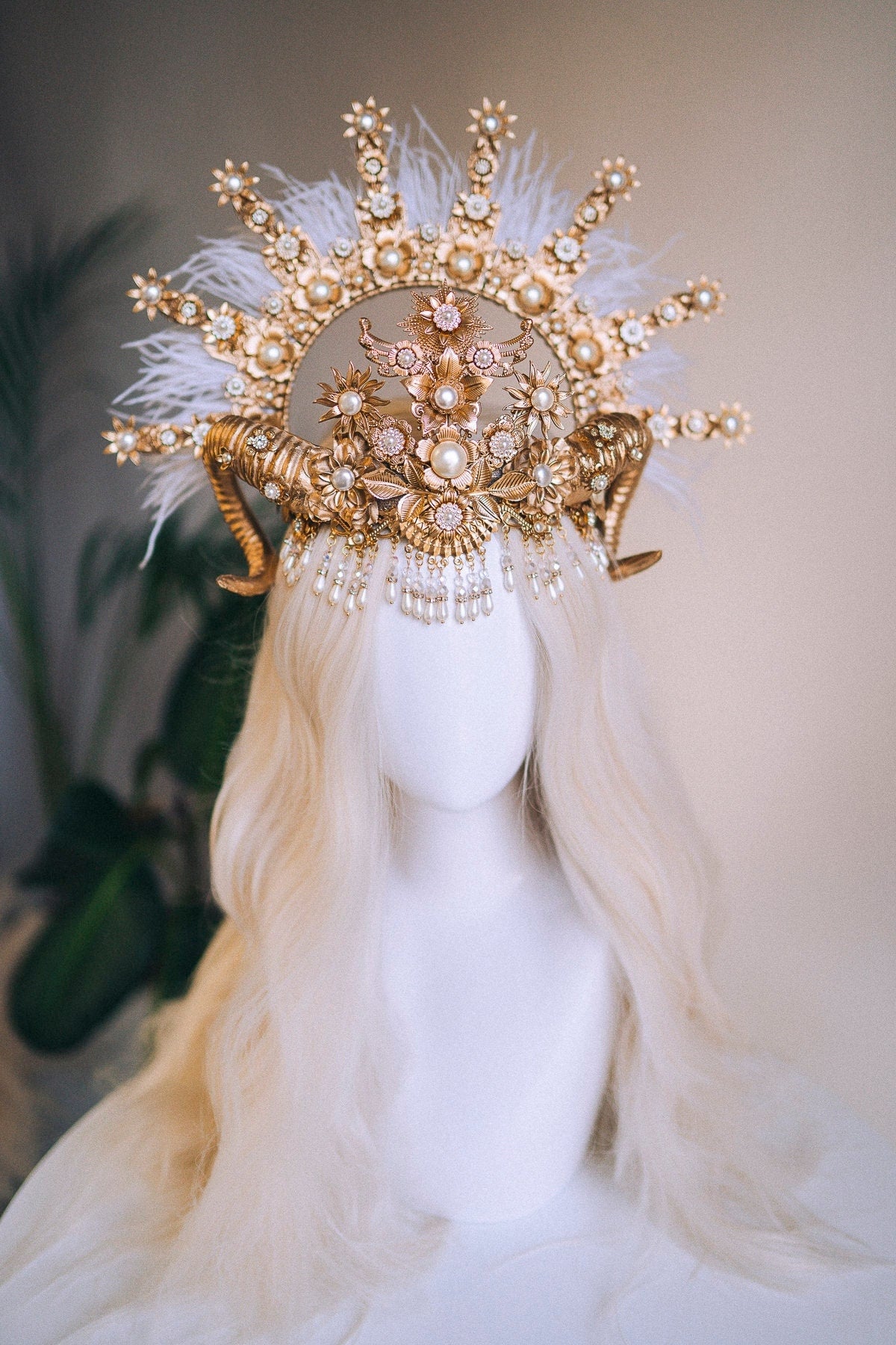 Aries crown Zodiac Signs Halo Crown Halo krone Angel headpiece Wedding Crown Halloween costume Horns crown Maternity Photo props Burning man