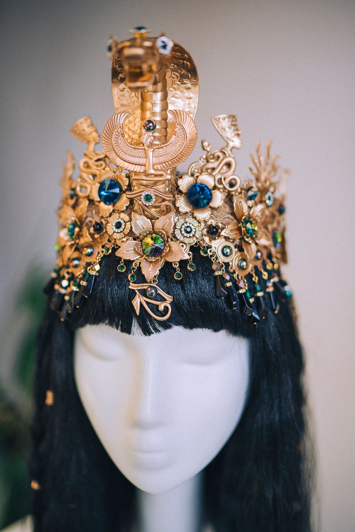 Cleopatra Crown, Egyptian Crown, Festival Accessories, Carnival Crown, Mardi Gras Headpiece, Queen Cleopatra Costume,Handmade Egyptian Crown