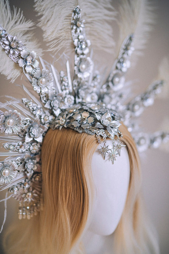 Halo Crown, Silver Halo Headband, Halo, Halo Headpiece, Crown, Headband, Headpiece, Burlesque, Wedding Halo crown, Silver tiara, Crown