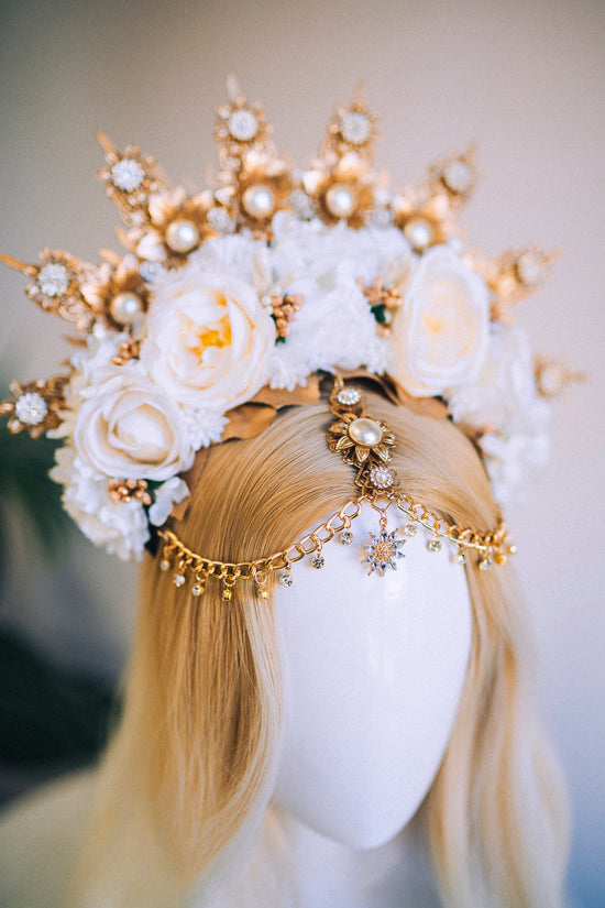 Flower Halo Crown, Halo Headpiece, Halo Crown, Halo Headlights, Flower Crown, Celestial, Headpiece, Pregnancy Photo, Goddess, Wedding, Boho