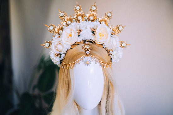 Flower Halo Crown, Halo Headpiece, Halo Crown, Halo Headlights, Flower Crown, Celestial, Headpiece, Pregnancy Photo, Goddess, Wedding, Boho