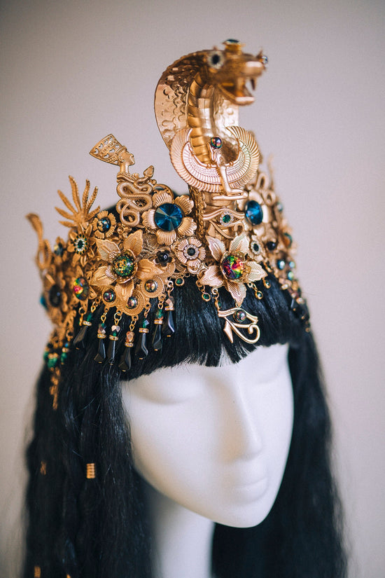 Cleopatra Crown, Egyptian Crown, Festival Accessories, Carnival Crown, Mardi Gras Headpiece, Queen Cleopatra Costume,Handmade Egyptian Crown