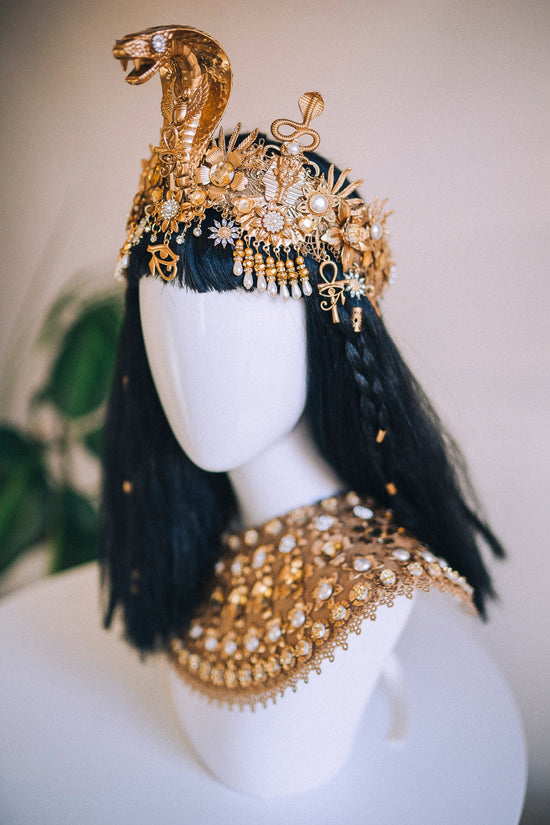 Cleopatra Crown, Gold cobra headpiece, Gold crown, Halloween costume, Gold crown, Cleopatra style headpiece, Goddess Crown, Egypt princess