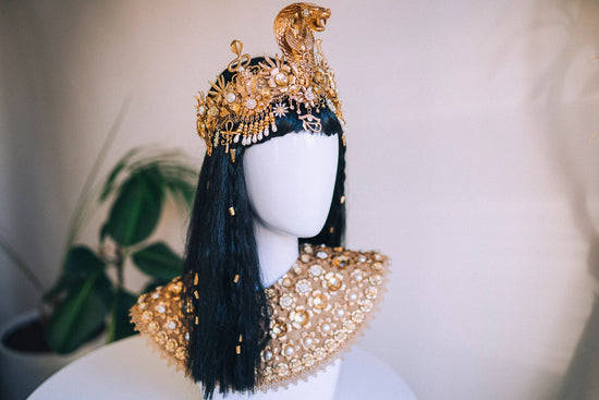 Cleopatra Crown, Gold cobra headpiece, Gold crown, Halloween costume, Gold crown, Cleopatra style headpiece, Goddess Crown, Egypt princess