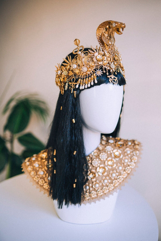 Cleopatra Crown, Gold cobra headpiece, Gold crown, Halloween costume, Gold crown, Cleopatra style headpiece, Goddess Crown, Egypt princess