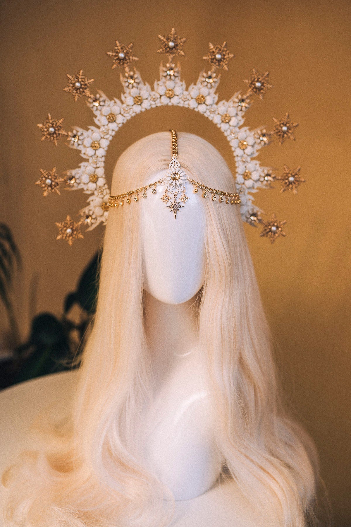 Snowflake Halo Crown Headlights Xmas Party Crown Winter Tiara White Halo Winter Wedding Photo Props Christmas Photos shoot Jewelry