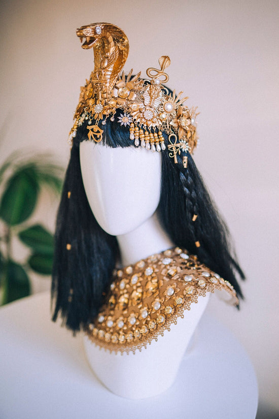 Cleopatra Crown, Gold cobra headpiece, Gold crown, Halloween costume, Gold crown, Cleopatra style headpiece, Goddess Crown, Egypt princess