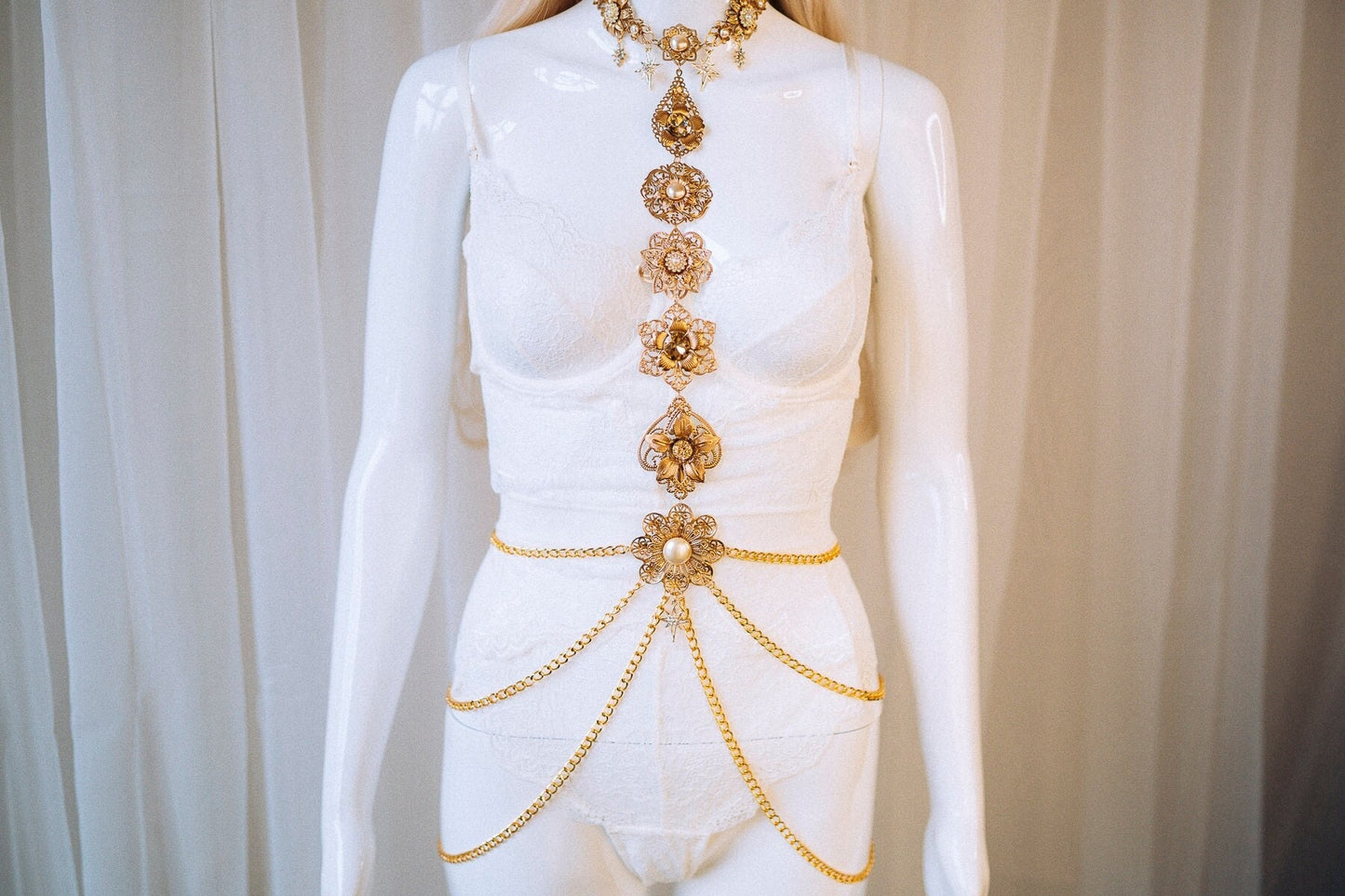 HARNESS Gold Festival Harness Festival Fashion Burning Man Fashion Photo props Valentine Day Beige Harness Burning Man Outfit Body Jewelry