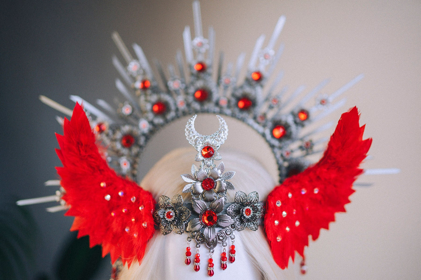 Angel Crown Platinum Halo Crown Red Headband Halloween Headlights Wedding Crown Burlesque Maternity Photo Props Angel Wings Burning Man