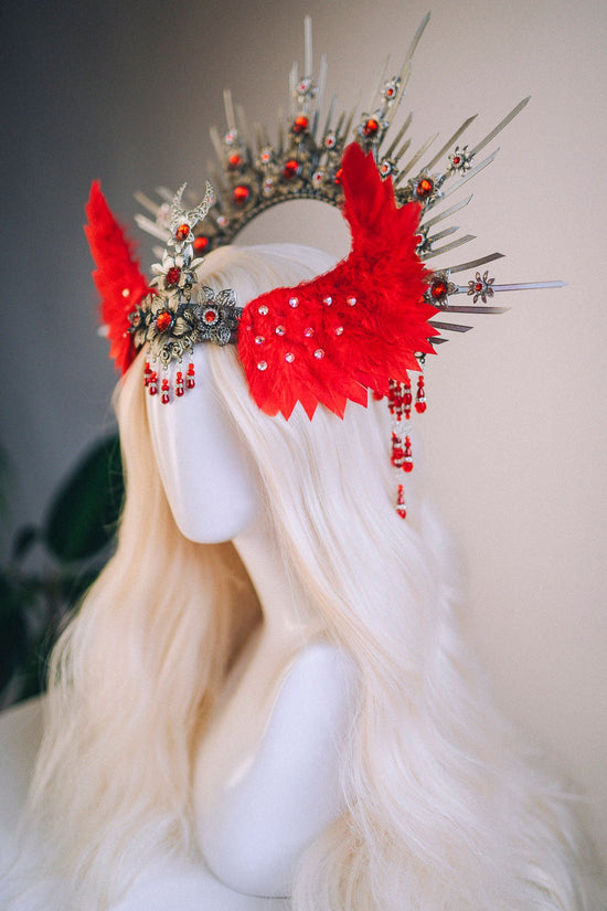 Angel Crown Platinum Halo Crown Red Headband Halloween Headlights Wedding Crown Burlesque Maternity Photo Props Angel Wings Burning Man