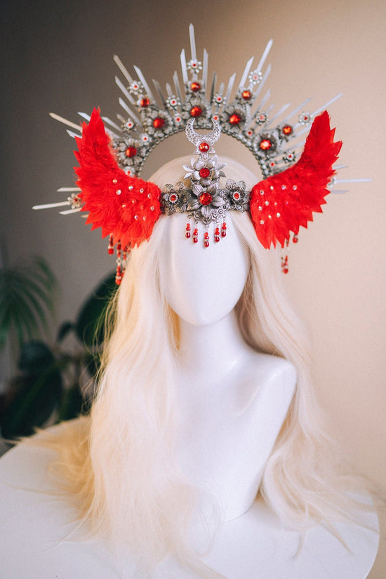 Angel Crown Platinum Halo Crown Red Headband Halloween Headlights Wedding Crown Burlesque Maternity Photo Props Angel Wings Burning Man