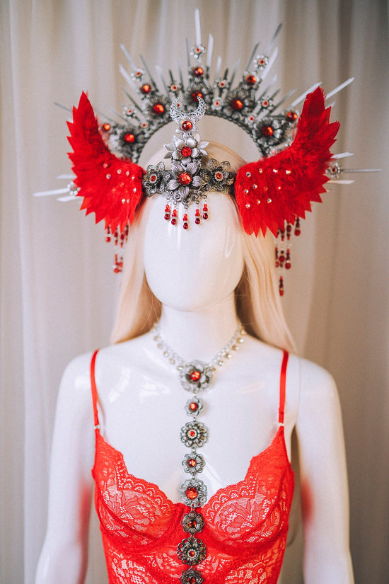 Angel Crown Platinum Halo Crown Red Headband Halloween Headlights Wedding Crown Burlesque Maternity Photo Props Angel Wings Burning Man