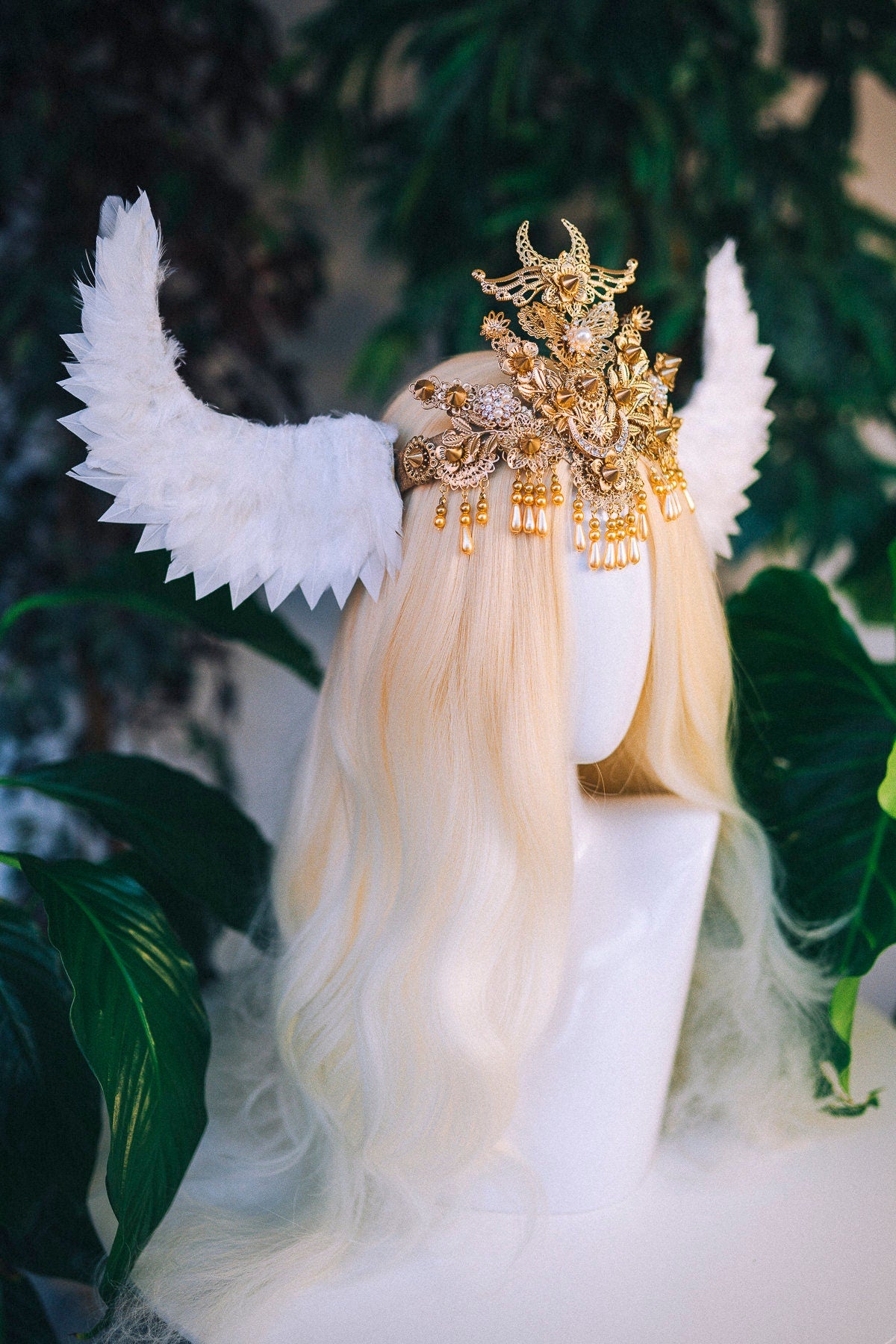 Halo crown Wedding headpiece Goddess crowns Flower crown Tiara Sun crown Halo headband Angel crown Krone Celestial Jewellery Halloween