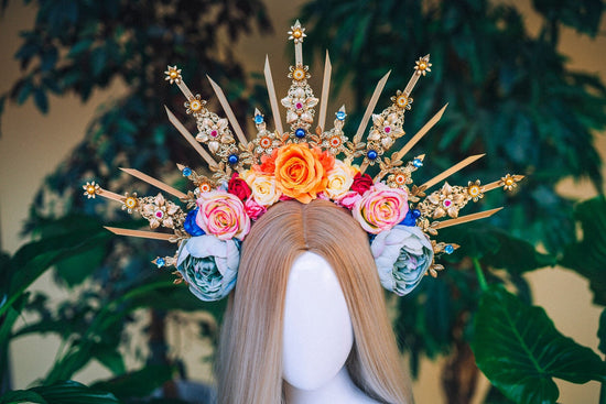 Flower Halo Celestial Jewellery Moon child Halo Headpiece Halo Crown Headlights Flower Crown Goddess Headpiece Maternity Photo Props Boho