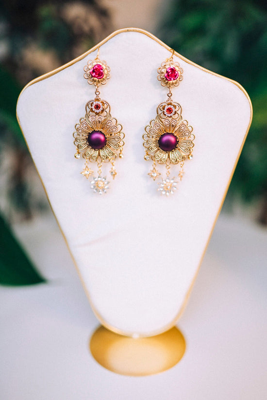 Romantic Flower Earrings Gold Earrings Beautiful Photo Props Celestial Earrings Wedding Flower Accessories Festival Fashion