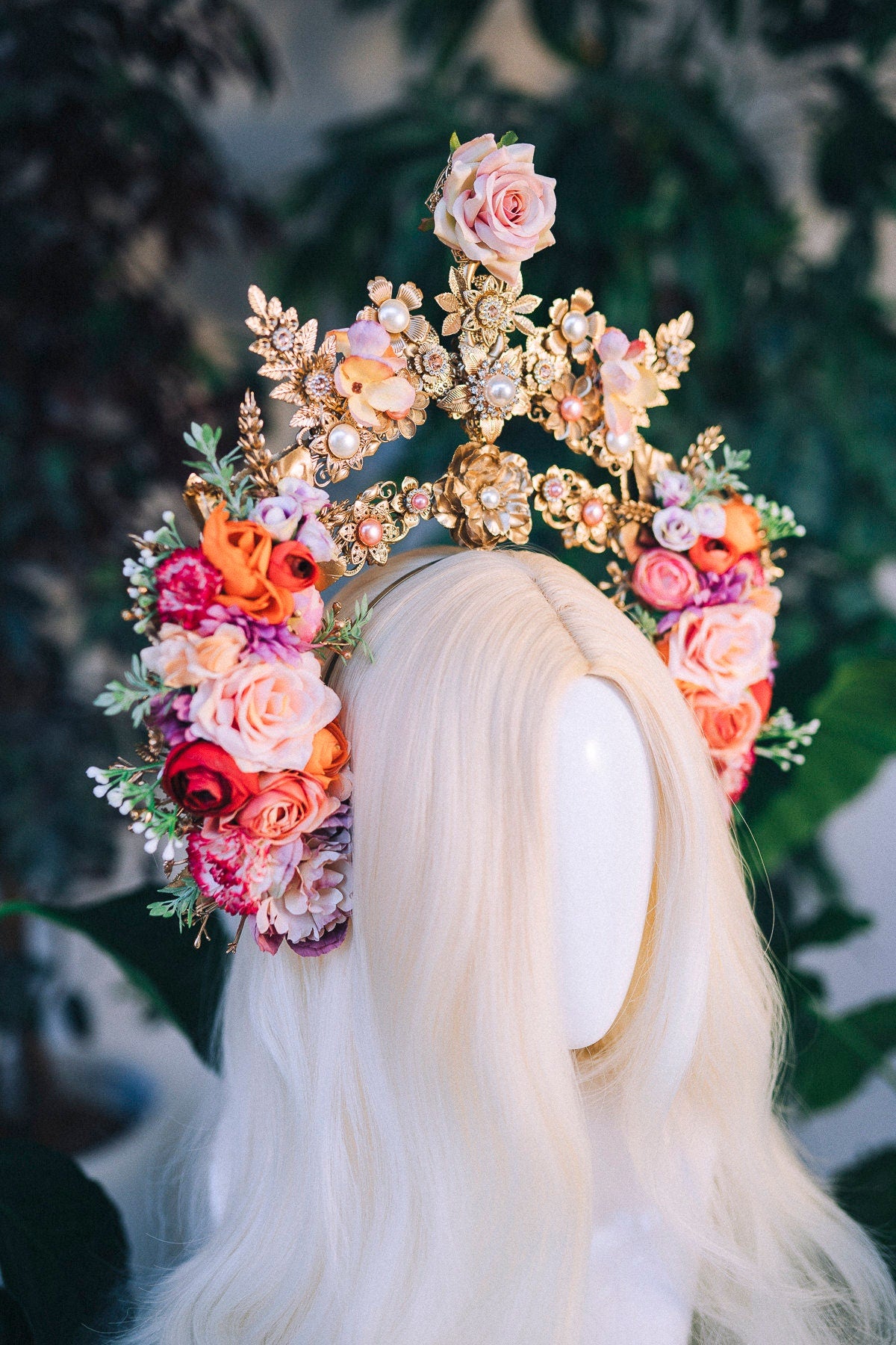 Flower Halo Crown Celestial Jewellery Moon Child Tiara Halo Headlights Festival Headpiece Pregnancy Maternity Photo Goddess Queen Spring