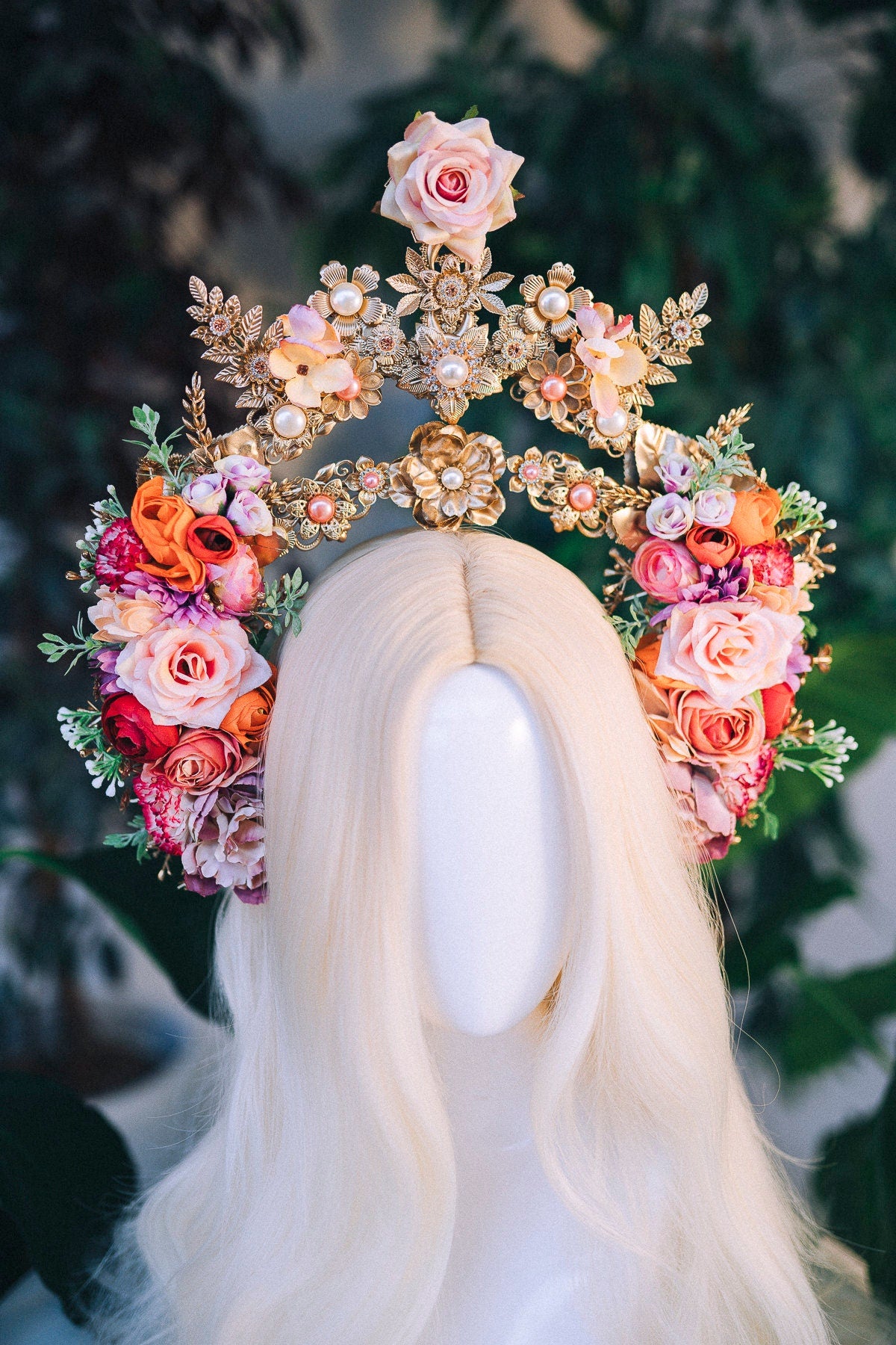 Flower Halo Crown Celestial Jewellery Moon Child Tiara Halo Headlights Festival Headpiece Pregnancy Maternity Photo Goddess Queen Spring